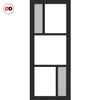 Bespoke Room Divider - Eco-Urban® Arran Door DD6432CF Clear Glass (2 FROSTED PANES) with Full Glass Side  - Premium Primed - Colour & Size Options