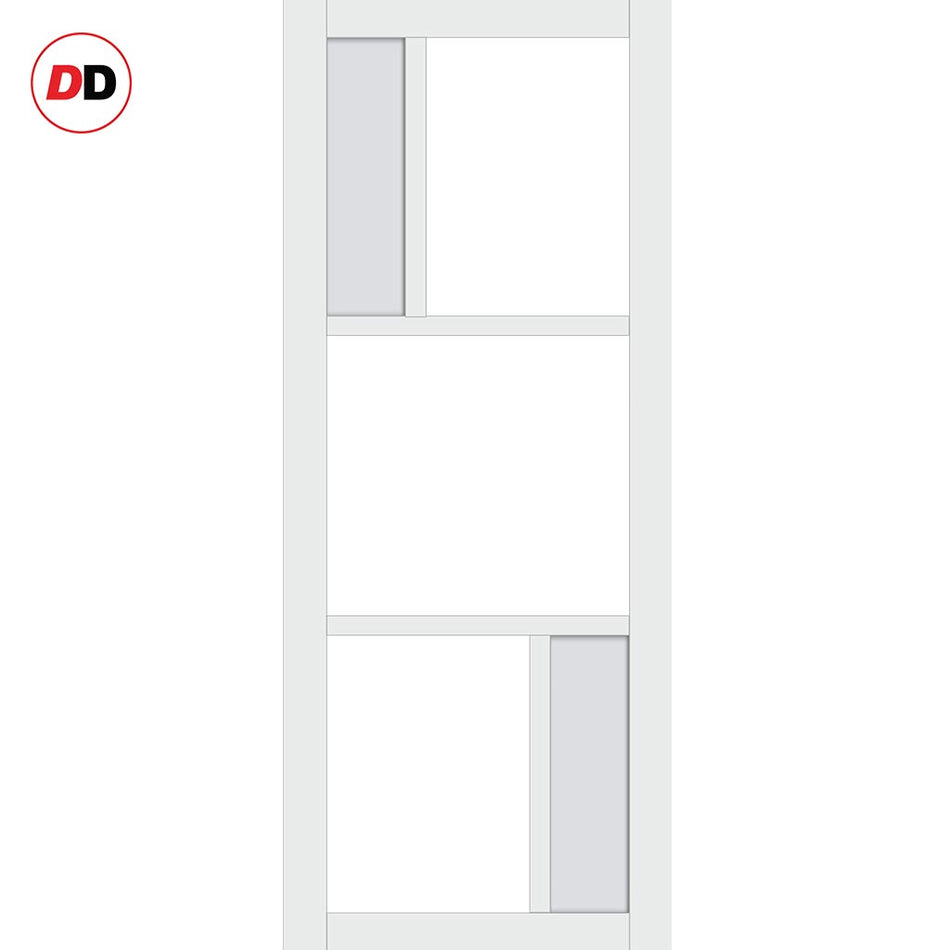 Handmade Eco-Urban Aran 5 Pane Solid Wood Internal Door UK Made DD6432G Clear Glass(2 FROSTED PANES) - Eco-Urban® Cloud White Premium Primed