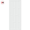 Top Mounted Black Sliding Track & Solid Wood Door - Eco-Urban® Caledonia 10 Panel Solid Wood Door DD6433 - Cloud White Premium Primed