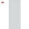 Top Mounted Black Sliding Track & Solid Wood Door - Eco-Urban® Skye 4 Panel Solid Wood Door DD6435 - Cloud White Premium Primed