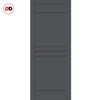 Top Mounted Black Sliding Track & Solid Wood Double Doors - Eco-Urban® Colorado 6 Panel Doors DD6436 - Stormy Grey Premium Primed