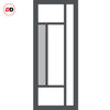 Bespoke Room Divider - Eco-Urban® Portobello Door Pair DD6438CF Clear Glass(1 FROSTED PANE) with Full Glass Side - Premium Primed - Colour & Size Options