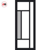 Top Mounted Black Sliding Track & Solid Wood Double Doors - Eco-Urban® Portobello 5 Pane Doors DD6438G Clear Glass(1 FROSTED PANE) - Shadow Black Premium Primed