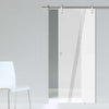 Single Glass Sliding Door - Solaris Tubular Stainless Steel Sliding Track & Dean 8mm Obscure Glass - Clear Printed Design