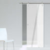 Single Glass Sliding Door - Solaris Tubular Stainless Steel Sliding Track & Dean 8mm Obscure Glass - Clear Printed Design