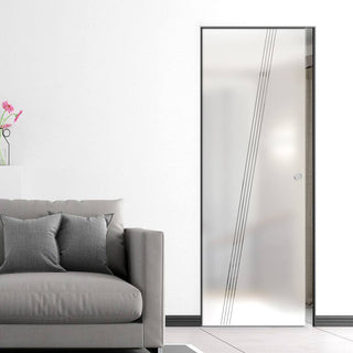 Image: Dean 8mm Obscure Glass - Clear Printed Design - Single Absolute Pocket Door