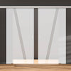 Double Glass Sliding Door - Dean 8mm Obscure Glass - Clear Printed Design - Planeo 60 Pro Kit