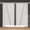 Double Glass Sliding Door - Dean 8mm Obscure Glass - Clear Printed Design - Planeo 60 Pro Kit