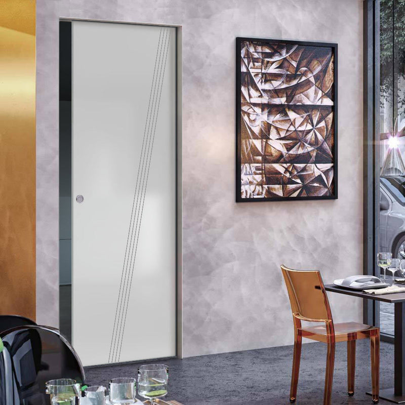 Dean 8mm Obscure Glass - Obscure Printed Design - Single Absolute Pocket Door