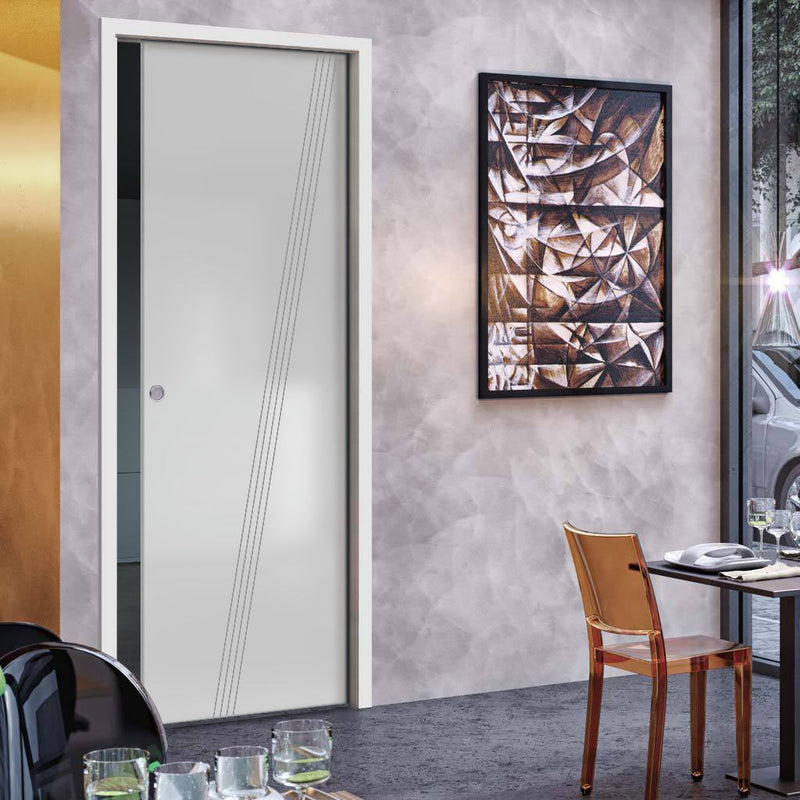 Dean 8mm Obscure Glass - Obscure Printed Design - Single Evokit Glass Pocket Door