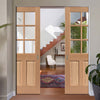 Oak Dean Absolute Evokit Double Pocket Doors - Clear Glass