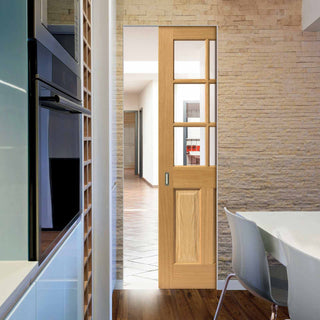 Image: Oak Dean Absolute Evokit Pocket Door - Clear Glass