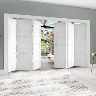 Image: Six Folding Doors & Frame Kit - Pamplona Flush 3+3 - White Primed