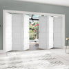 Six Folding Doors & Frame Kit - Pamplona Flush 3+3 - White Primed