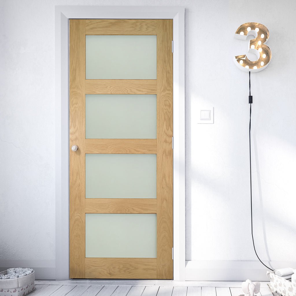 Coventry shaker style oak 4 glass interior door 