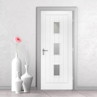 Image: Ely White Primed Fire Door - Clear Glass - 1/2 Hour Fire Rated