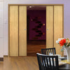 Galway American Oak Veneer Staffetta Quad Telescopic Pocket Doors Unfinished