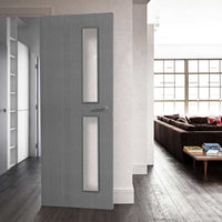 Bespoke Door - Flush American Light Grey Ash Veneer - Clear Glass - 07 - Prefinished