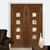 Bespoke Pamplona Prefinished Walnut Internal Door Pair - Clear Glass