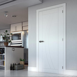 Image: Ravello White Primed Flush Internal Door
