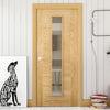 Seville Oak Fire Door - Clear Glass - 1/2 Hour Fire Rated - Prefinished