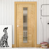 Seville Oak Fire Door - Clear Glass - 1/2 Hour Fire Rated - Prefinished