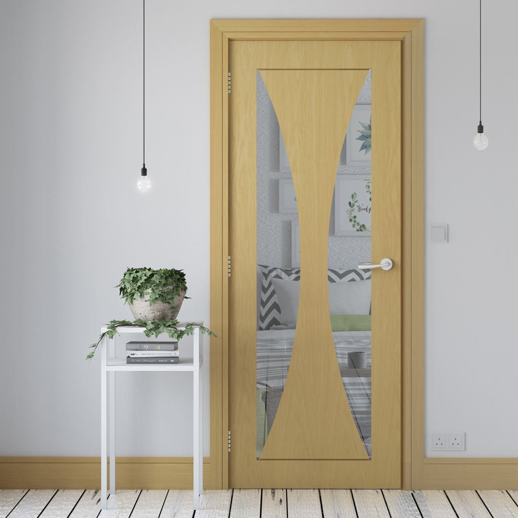 Bespoke Sorrento Oak Door - Clear Glass - Prefinished