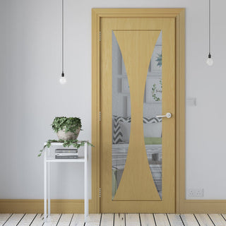 Image: Bespoke Sorrento Oak Internal Door - Clear Glass - Prefinished