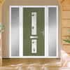 Cottage Style Debonaire 2 Composite Front Door Set with Double Side Screen - Central Kupang Green Glass - Shown in Reed Green