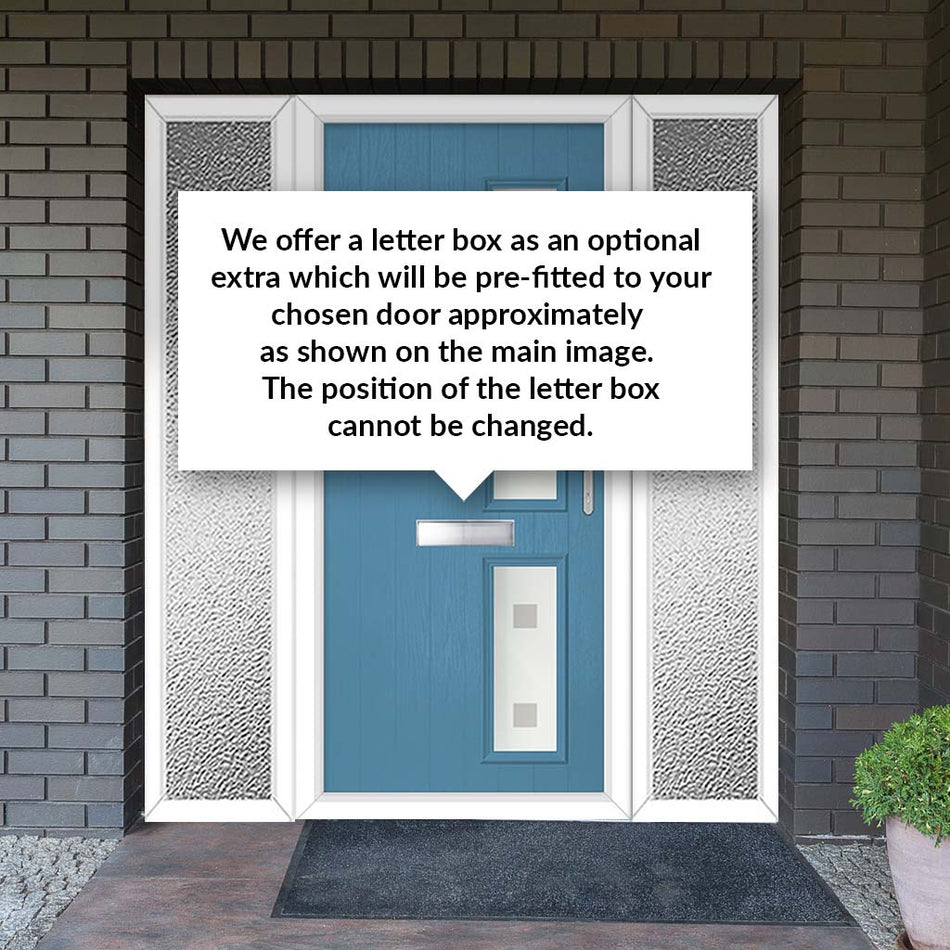 Cottage Style Debonaire 2 Composite Front Door Set with Double Side Screen - Hnd Sandblast Ellie Glass - Shown in Pastel Blue