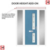Cottage Style Debonaire 2 Composite Front Door Set with Double Side Screen - Hnd Sandblast Ellie Glass - Shown in Pastel Blue