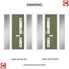 Cottage Style Debonaire 2 Composite Front Door Set with Double Side Screen - Hnd Kupang Green Glass - Shown in Reed Green