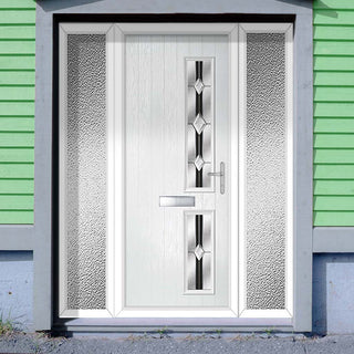 Image: Cottage Style Debonaire 2 Composite Front Door Set with Double Side Screen - Hnd Jet Glass - Shown in White