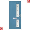 Cottage Style Debonaire 2 Composite Front Door Set with Hnd Sandblast Ellie Glass - Shown in Pastel Blue