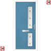 Cottage Style Debonaire 2 Composite Front Door Set with Hnd Sandblast Ellie Glass - Shown in Pastel Blue