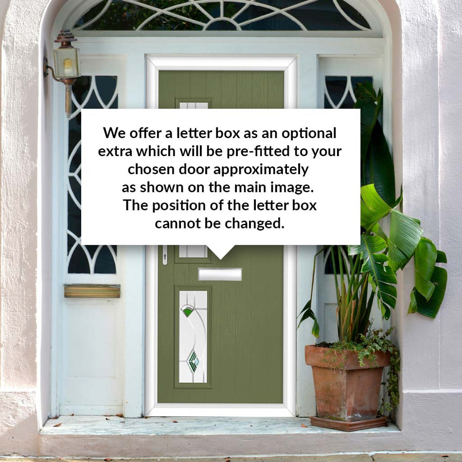 Cottage Style Debonaire 2 Composite Front Door Set with Hnd Kupang Green Glass - Shown in Reed Green