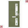 Cottage Style Debonaire 2 Composite Front Door Set with Hnd Kupang Green Glass - Shown in Reed Green