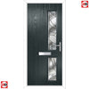 Cottage Style Debonaire 2 Composite Front Door Set with Hnd Abstract Glass - Shown in Anthracite Grey