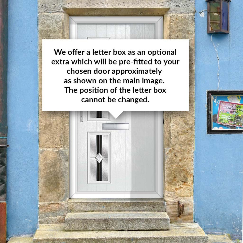 Cottage Style Debonaire 2 Composite Front Door Set with Hnd Jet Glass - Shown in White