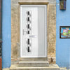 Cottage Style Debonaire 2 Composite Front Door Set with Hnd Jet Glass - Shown in White