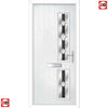 Cottage Style Debonaire 2 Composite Front Door Set with Hnd Jet Glass - Shown in White