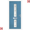 Cottage Style Debonaire 2 Composite Front Door Set with Central Sandblast Ellie Glass - Shown in Pastel Blue