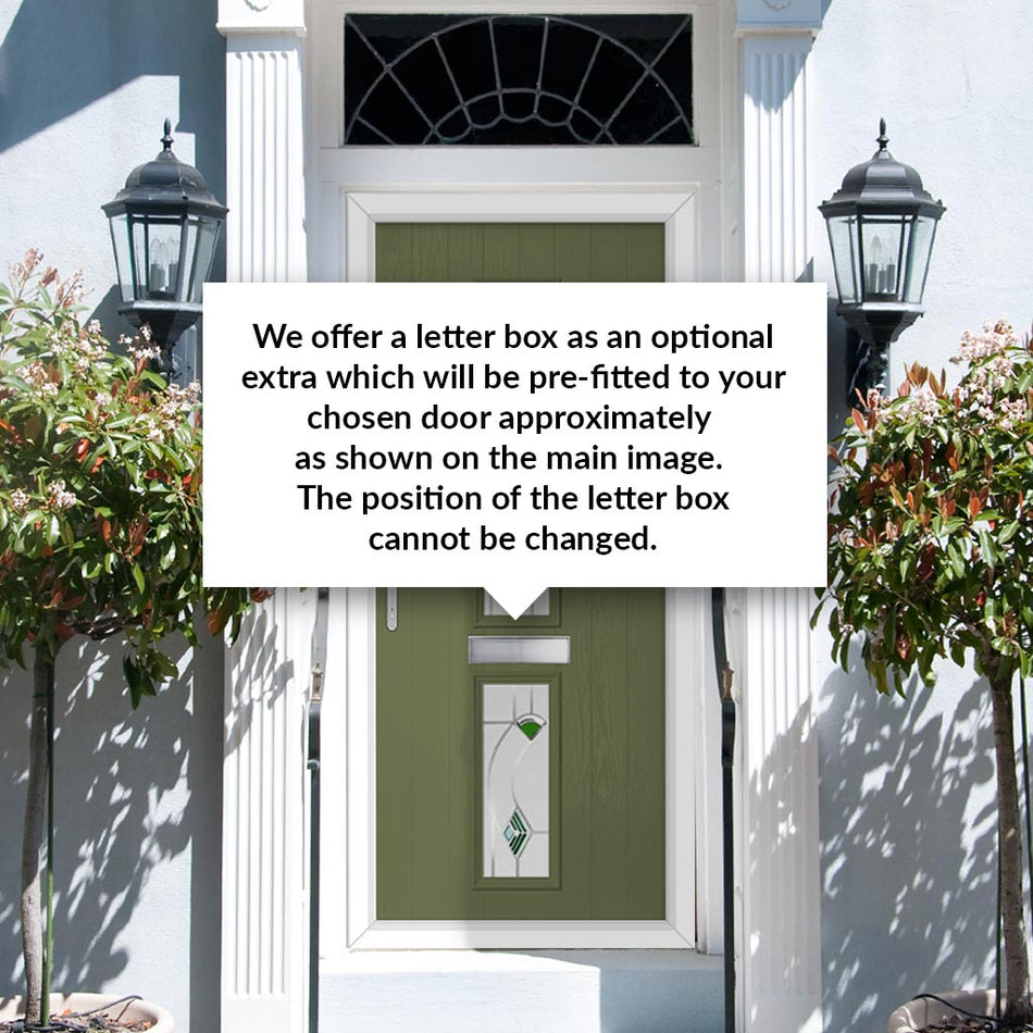 Cottage Style Debonaire 2 Composite Front Door Set with Central Kupang Green Glass - Shown in Reed Green