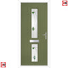 Cottage Style Debonaire 2 Composite Front Door Set with Central Kupang Green Glass - Shown in Reed Green