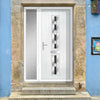 Cottage Style Debonaire 2 Composite Front Door Set with Single Side Screen - Central Jet Glass - Shown in White