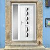 Cottage Style Debonaire 2 Composite Front Door Set with Single Side Screen - Central Jet Glass - Shown in White