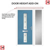 Cottage Style Debonaire 2 Composite Front Door Set with Single Side Screen - Central Sandblast Ellie Glass - Shown in Pastel Blue