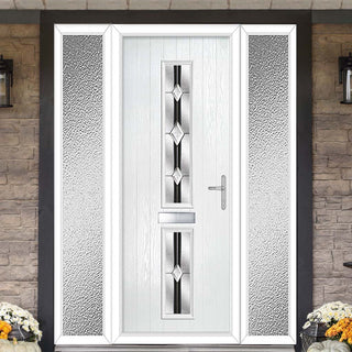 Image: Cottage Style Debonaire 2 Composite Front Door Set with Double Side Screen - Central Jet Glass - Shown in White