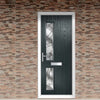 Cottage Style Debonaire 2 Composite Front Door Set with Hnd Abstract Glass - Shown in Anthracite Grey