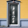 Cottage Style Debonaire 2 Composite Front Door Set with Central Abstract Glass - Shown in Anthracite Grey
